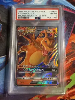 Charizard GX Black Star Promo #SM211 2019 Pokemon Hidden Fates PSA 8 MINT - Image 1
