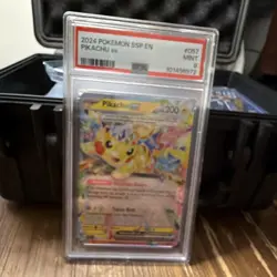 2024 Pokemon Surging Sparks SSP EN Pikachu EX #057 Holo Double Rare PSA 9 - Image 1