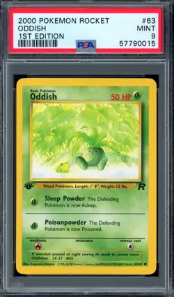 PSA 9 Pokemon 2000 1st Edition Team Rocket Oddish #63 - Image 1