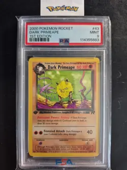 First Edition 2000 Pokemon Rocket 43/82 Dark Primeape PSA Mint 9 - Image 1