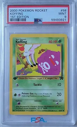 Pokemon 2000 Koffing #58 Team Rocket 1st Edition Mint PSA 9 - Image 1