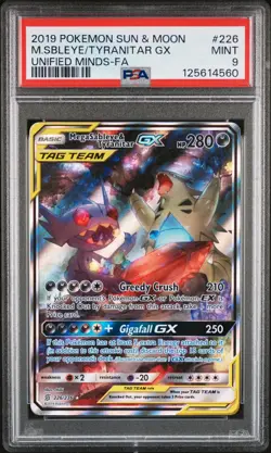 2019 POKEMON SUN & MOON UNIFIED MINDS FULL ART/MEGA SABLEYE & TYRANITAR GX PSA 9 - Image 1
