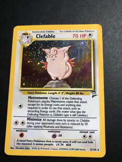 POKEMON TRADING CARD CLEFABLE 70HP 5/130 HOLO EXC COND STAGE 1 - Image 1