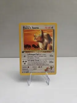 Blaine's Tauros 64/132 Pokemon 2000 Gym Heroes 1st Edition LP - Image 1