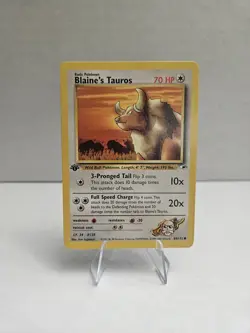 Blaine's Tauros 64/132 Pokemon 2000 Gym Heroes 1st Edition LP - Image 2