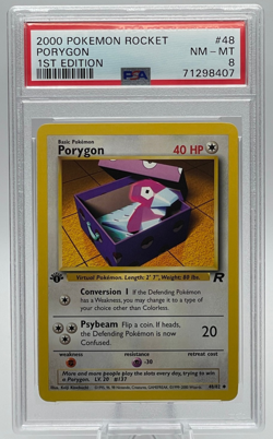 2000 POKEMON ROCKET #48 PORYGON 1ST EDITION PSA 8 NM-MT - Image 1