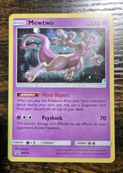 Pokemon TCG Mewtwo SM214 Sun & Moon Black Star Promo Cosmos Holo Trading Card - Image 1