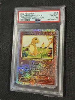 2002 POKEMON LEGENDARY COLLECTION #70 CHARMANDER-REVERSE FOIL PSA 8 - Image 1