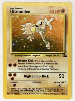 Hitmonlee LP 7/62 Unlimited Fossil Pokemon TCG Holo - Image 1