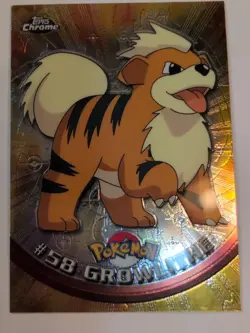 Growlithe #58 Topps Chrome - 2000 TV Animation Pokemon Card LP - Image 1