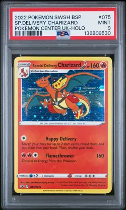 2022 POKEMON SWSH BLACK STAR PROMO #075 SPECIAL DELIVERY CHARIZARD-HOLO PSA 9 - Image 1
