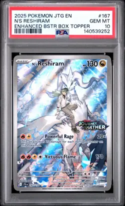 2025 POKEMON JTG EN-JOURNEY TOGETHER #167 N'S RESHIRAM PSA 10 - Image 1