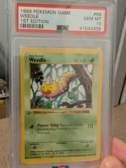 1999 Pokemon Game Weedle #69 1st Edition PSA 10 - Image 1