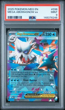 2025 POKEMON MEG EN-MEGA EVOLUTION #036 MEGA ABOMASNOW EX PSA 9 (FREE S&H) - Image 1