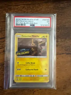 PSA 5 2019 Pokemon Sun and Moon Black Star Promo Detective Pikachu Holo #SM194 - Image 1