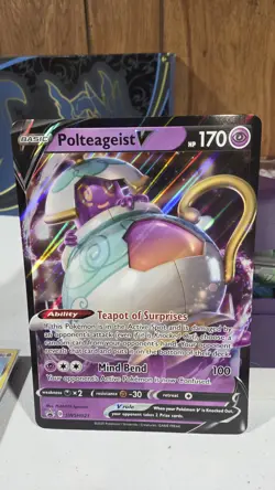 NM Jumbo Polteageist V SWSH021 Oversized Black Star Promo Pokemon - Image 1