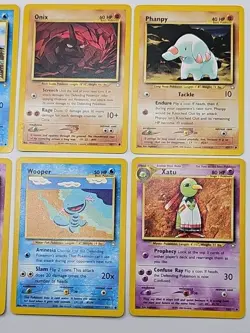 Vintage Pokemon Lot Of 8 Cards WOTC Neo Genesis Onix Slowpoke Wooper Xatu Swinub - Image 2