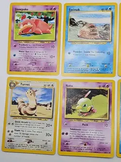 Vintage Pokemon Lot Of 8 Cards WOTC Neo Genesis Onix Slowpoke Wooper Xatu Swinub - Image 3