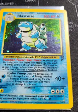 Pokemon TCG Blastoise 2/130 Swirl Base Set 2 Holo Rare Card Vintage LP - Image 3