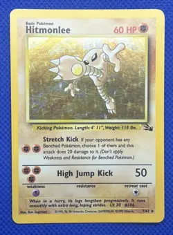 Pokemon TCG Hitmonlee Fossil Holo Rare Card 7/62 WOTC 1999 - Image 1