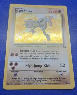 Pokemon TCG Hitmonlee Fossil Holo Rare Card 7/62 WOTC 1999 - Image 2