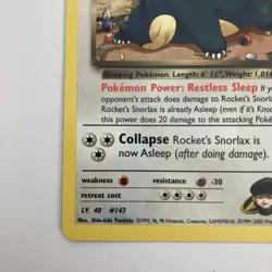 Rocket's Snorlax Rare Gym Heroes Unlimited WOTC Pokemon TCG - Image 4