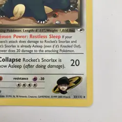 Rocket's Snorlax Rare Gym Heroes Unlimited WOTC Pokemon TCG - Image 5
