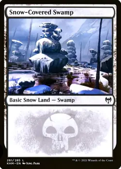 X 1 Snow-Covered Swamp NM-M KHM 281 MTG Magic The Gathering - Image 1