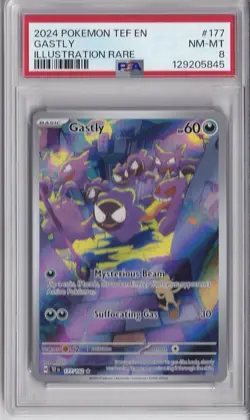 PSA 8 Gastly Illustration Rare 177/162 Pokemon 2024 Sv05: Temporal Forces IR - Image 1