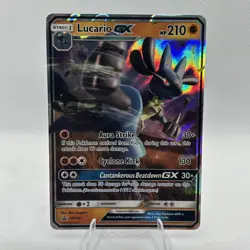 Pokemon TCG 2018 Lucario GX SM100 Ultra Rare Holo Black Star Promo - Image 1