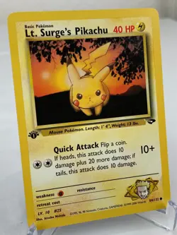 Lt. Surge's Pikachu 84/132 Gym Challenge WOTC Pokemon Card 1st Edition - LP - Image 2