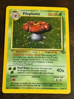 Pokemon TCG Vileplume Holo Rare Jungle 15/64 Unlimited Card 1999 - Image 1