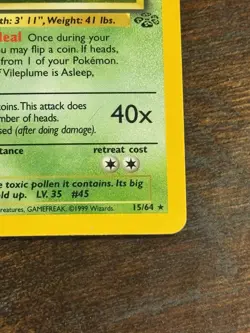 Pokemon TCG Vileplume Holo Rare Jungle 15/64 Unlimited Card 1999 - Image 4