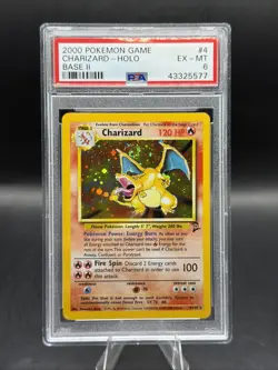 2000 POKEMON BASE SET 2 #4 CHARIZARD-HOLO PSA 6 w/SWIRL - Image 1