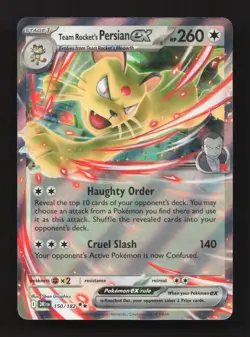 Team Rocket's Persian ex 150/182 Double Rare Destined Rivals Pokemon Near Mint - Image 1