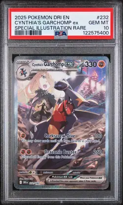 2025 POKEMON DRI EN-DESTINED RIVALS #232 CYNTHIA'S GARCHOMP EX PSA 10 - Image 1