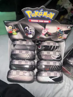 Pokemon Mini Tins Case Black Bolt & White Flare 8 Tins W/ Display Box NEW - Image 1