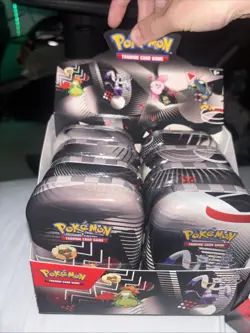 Pokemon Mini Tins Case Black Bolt & White Flare 8 Tins W/ Display Box NEW - Image 2