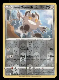 Galarian Meowth SWSH04: Vivid Voltage #112/185 Common Reverse Holo Pokemon LP - Image 1