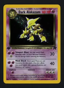 Dark Alakazam 1/82 Team Rocket 1st Edition Holofoil Rare Swirl Pokemon TCG - Image 1