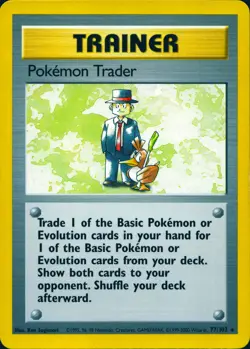 POKEMON TRADER 77/102 RARE BASE SET UNLIMITED POKEMON LP - Image 1