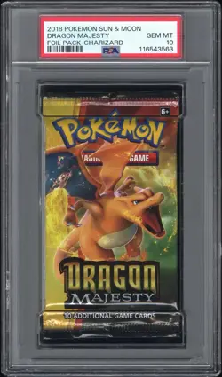 2018 DRAGON MAJESTY FOIL PACK POKEMON SUN & MOON CHARIZARD PACK ART PSA 10 🔥 - Image 1