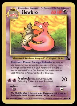 Pokemon Cards Slowbro 43/62 Unlimited Fossil WOTC Uncommon LP *2 - Image 1