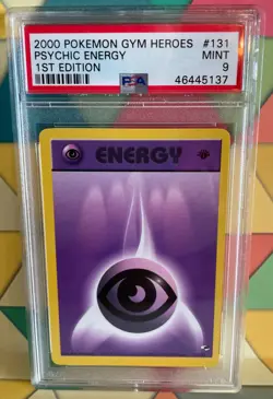 2000 Pokemon Card Gym Heroes 1st Ed. PSYCHIC ENERGY 131/132, PSA 9 MINT - Image 1