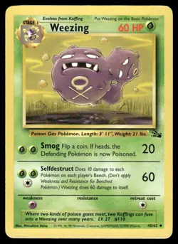 Pokemon Cards Weezing 45/62 Unlimited Fossil WOTC Uncommon NM *3 - Image 1