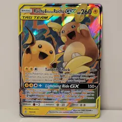 Raichu And Alolan Raichu GX 54/236 Unified Minds Holo Pokemon Card - Image 1