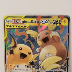 Raichu And Alolan Raichu GX 54/236 Unified Minds Holo Pokemon Card - Image 2
