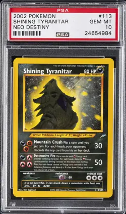 2002 POKEMON NEO DESTINY #113 SHINING TYRANITAR PSA 10 - Image 1