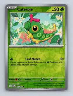 Caterpie 010 2023 Pokemon Scarlet & Violet MEW 151 Reverse Holo Card NM+ - Image 1