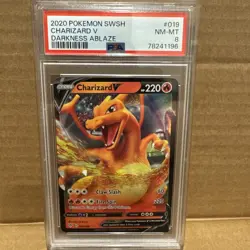 Pokemon 2020 TCG Charizard v SWSH Darkness Ablaze Card 019/189 PSA 8 - Image 1